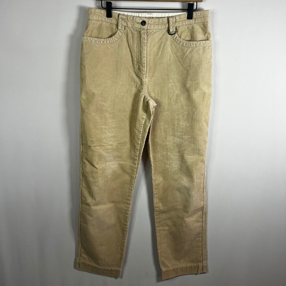 Vintage 90s Christopher & Banks Pant Women 10 Tan Corduroy Straight Leg Trousers